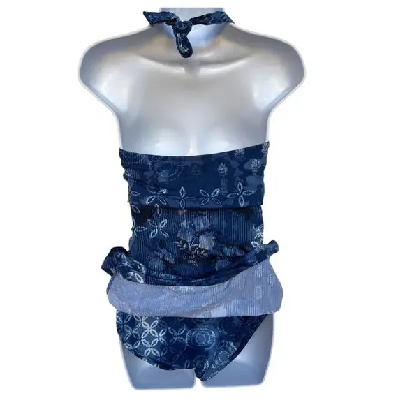 Garnet Hill Tie Back Halter Top Swim Dress with Side Ruching size 8 - Picture 7 of 8